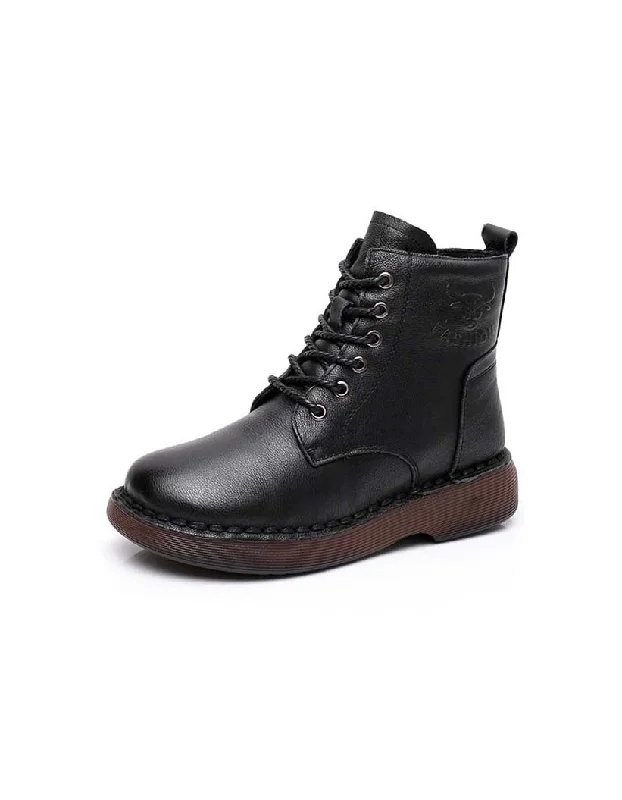 Versatile Itinerary Handmade Retro Soft Leather Plush Winter Boots