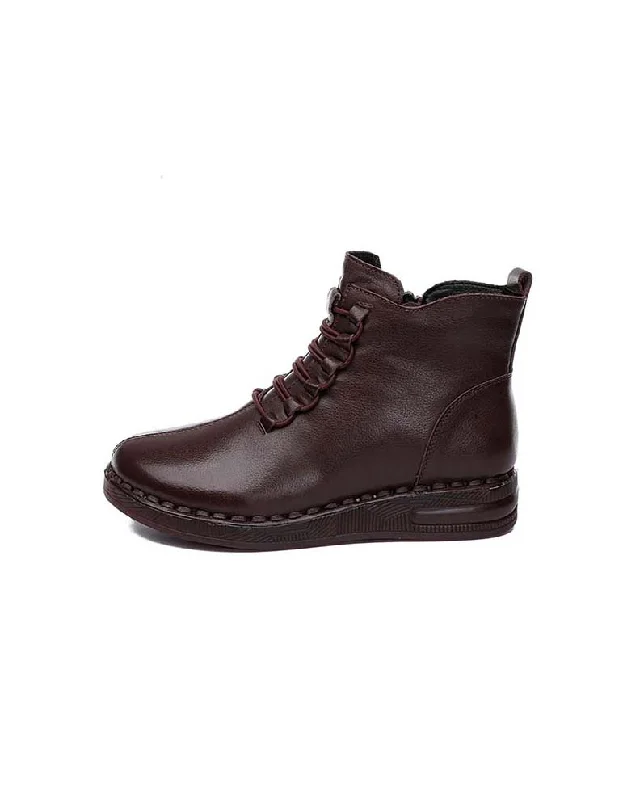 Elegant Design Autumn Winter Slip-resistant Soft Leather Retro Boots