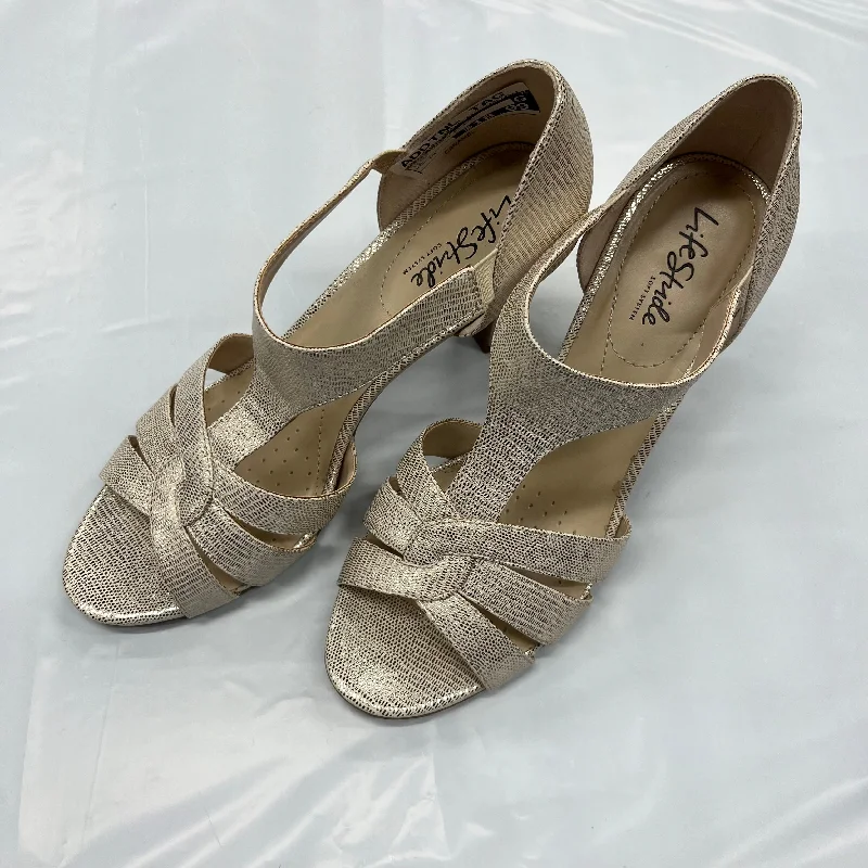 Luxury Style Cream Shoes Heels Block Life Stride, Size 10