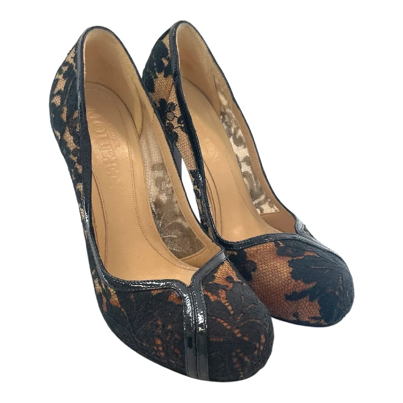 Romantic Temperament Alexander McQueen/Heels/US 7.5/Floral Pattern/BLK/FLORAL PATTERN HEELS