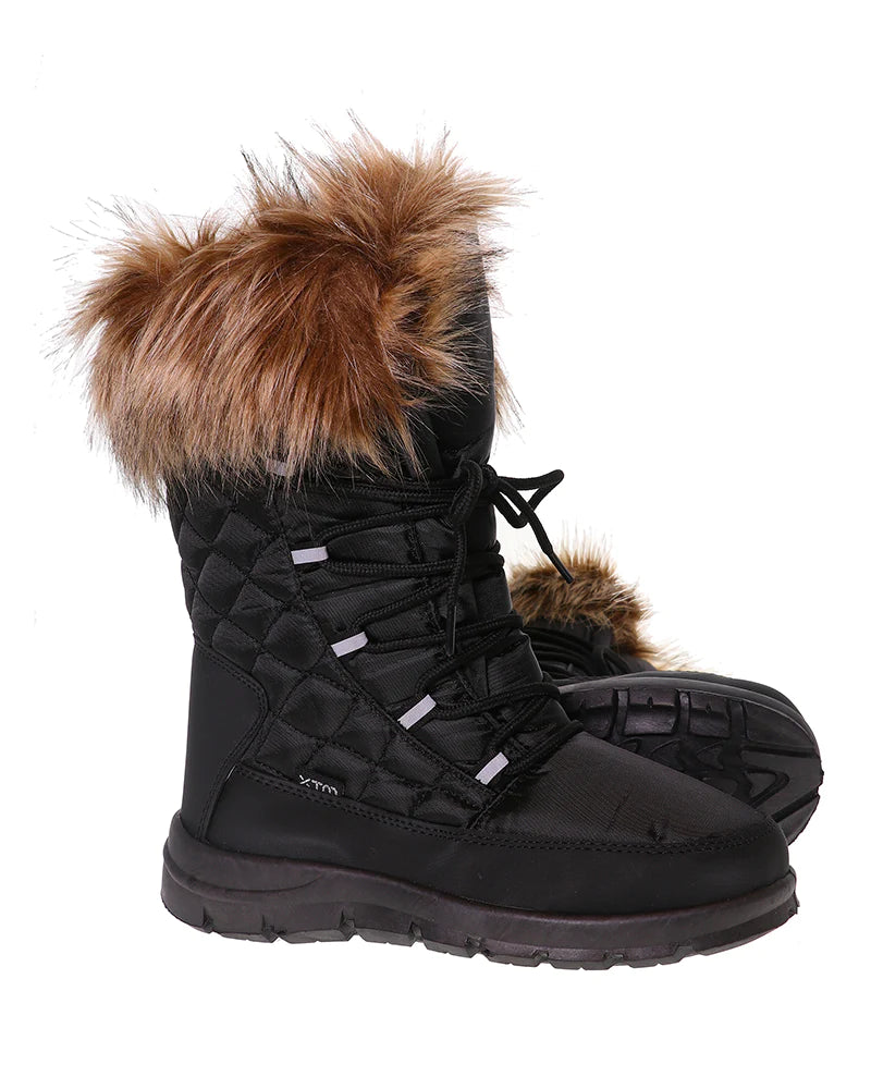High-quality Design Inessa II Ladies Fur Trim Winter Snow Boot- Black
