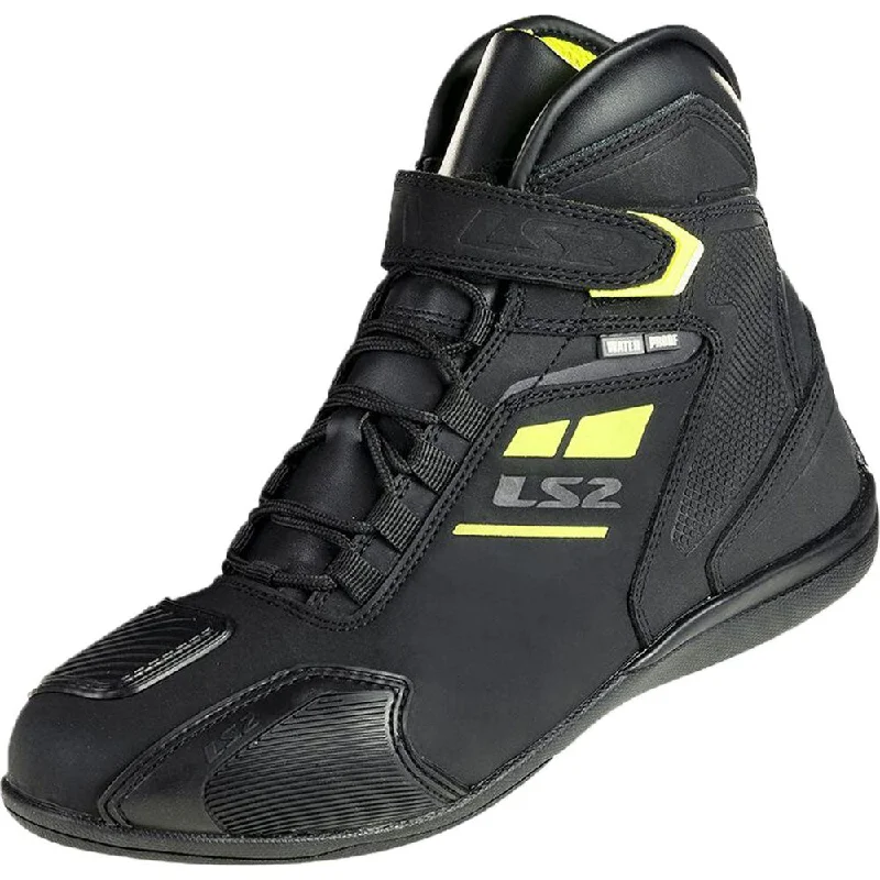 Personalized Wear LS2 Garra Ladies Waterproof Short Boots Black / Hi-Viz Yellow