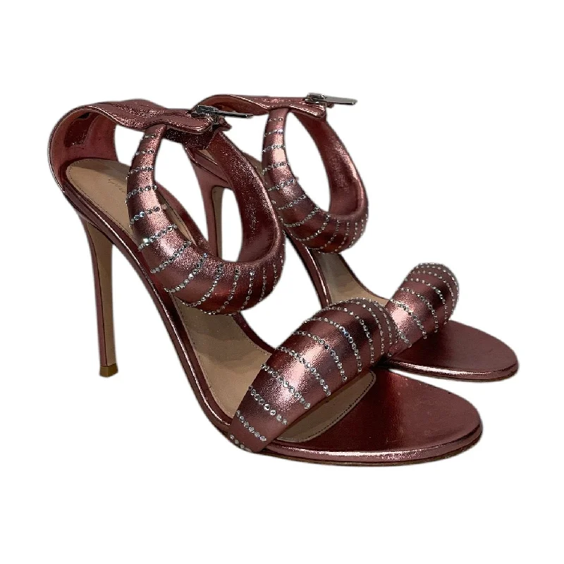 Floral Prints Gianvito Rossi/Heels/EU 39/Stripe/PNK/Bjoux Crystal