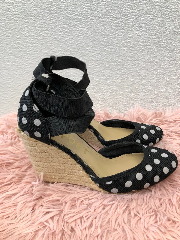 Leisure Sports Polkadot Shoes Heels Espadrille Wedge Report, Size 6