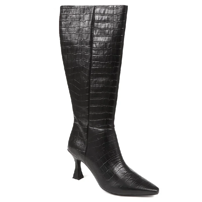 End Of The Year Knee-High Leather Heeled Boots - SIBILLA / 324 558