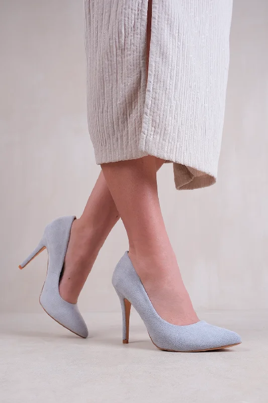 Must-have For Fashion LEAH TOE PUMP HIGH HEEL IN LIGHT GREY SUEDE