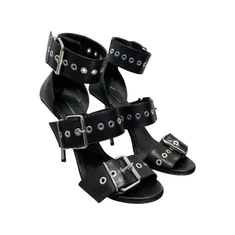 Comfortable Mind BALENCIAGA/Heels/EU 39/Leather/BLK/Buckle strap heels