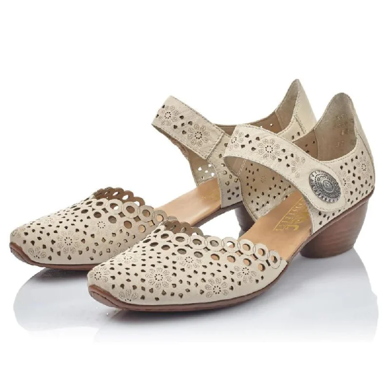 New Season Series Rieker Mirjam 53 Beige Leather Heel (Women's)
