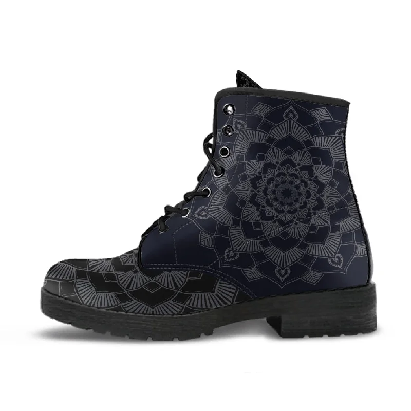 Fashion Selection Grey Mandala Vegan Leather Boots