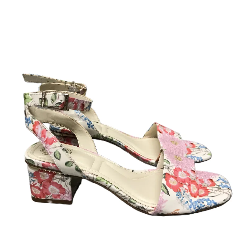 Exquisite Craftsmanship Floral Print Shoes Heels Block By Vince Camuto, Size: 8.5