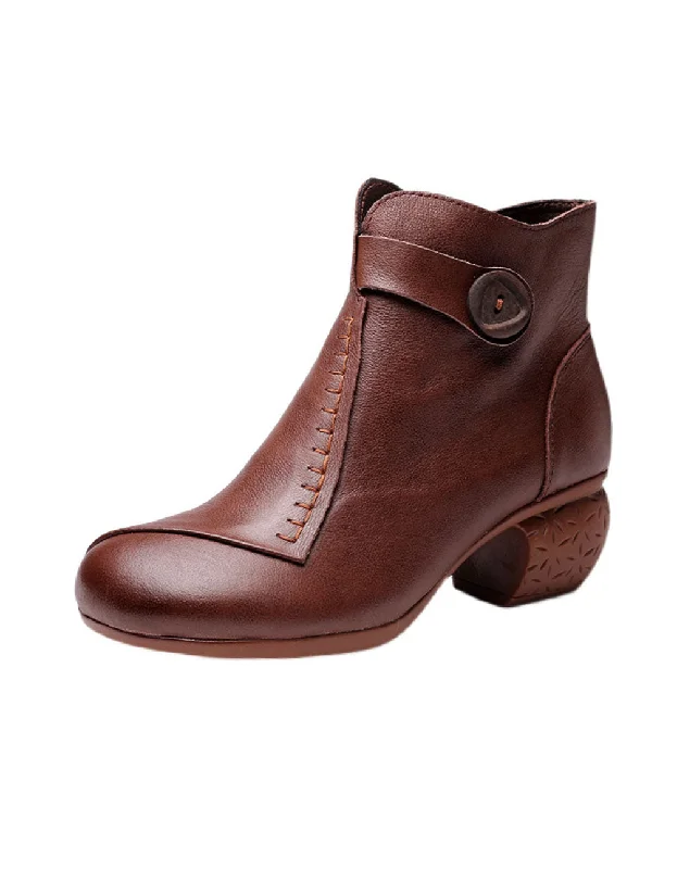 Personalized Outfit Side Buckle Retro Chunky Heel Boots