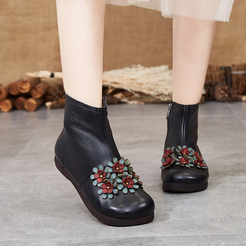 Fashionable Inner Wear Gift Shoes Autumn Winter Retro Leather Comfortable Thick Women Shoes