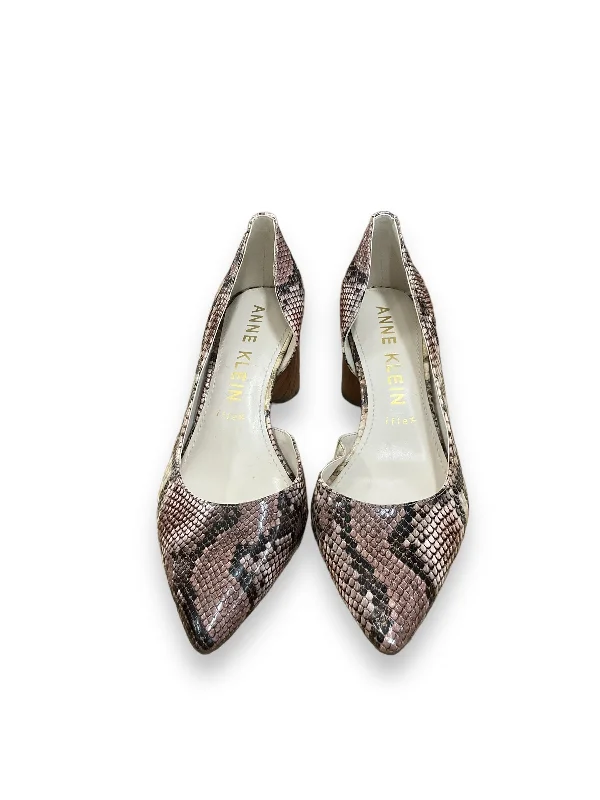 Retro Design Snakeskin Print Shoes Heels Block Anne Klein, Size 9