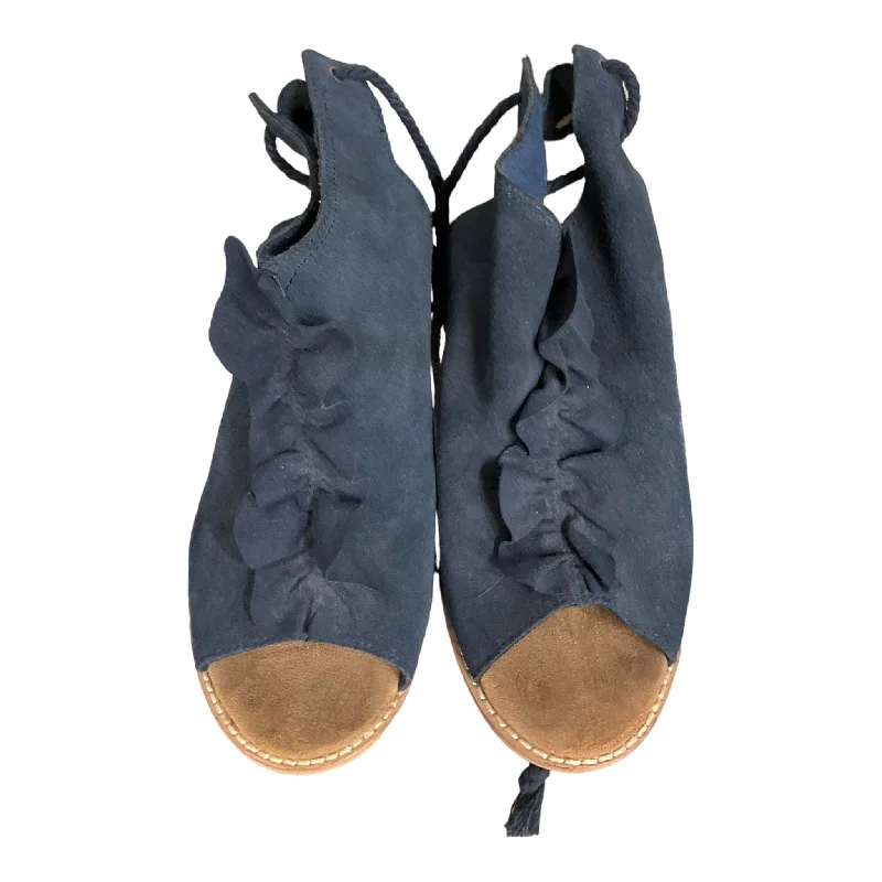 Cute Design Navy Shoes Heels Block Toms, Size 7.5