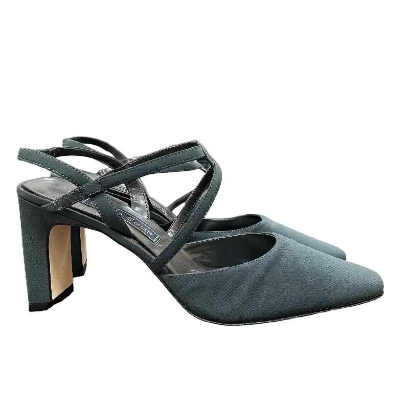 Exquisite Embroidery Grey Shoes Heels Block By Laura Scott, Size: 9.5
