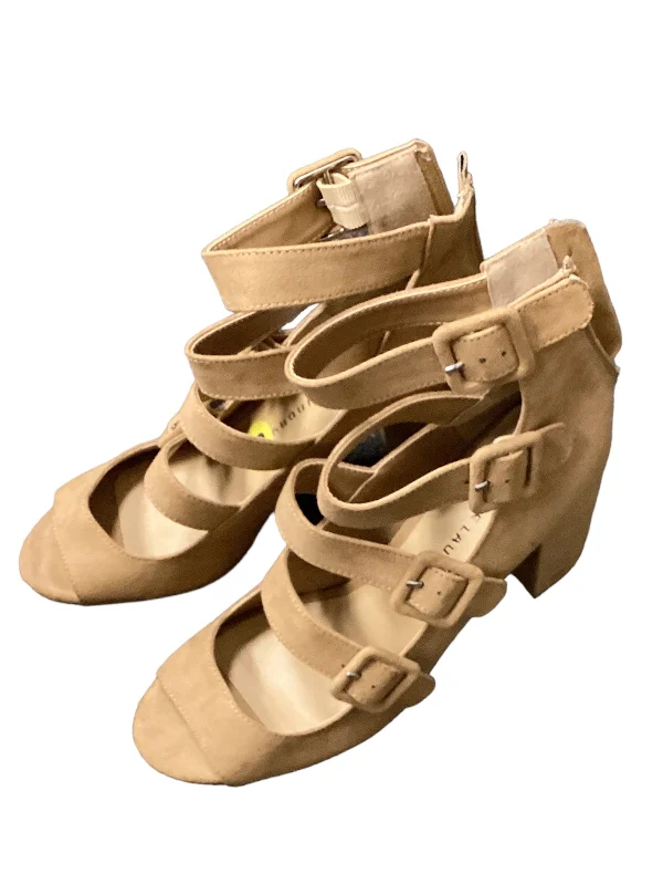Elegant Design Tan Shoes Heels Block Chinese Laundry, Size 9