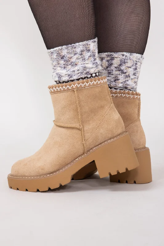 Retro Design C&C California Aspen Braided Booties for Women in Camel | ASPEN-CAMEL