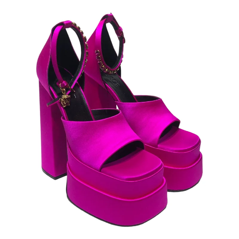 Fashion Must-have VERSACE/Heels/EU 38/PNK/Satin Open Toe Pumps