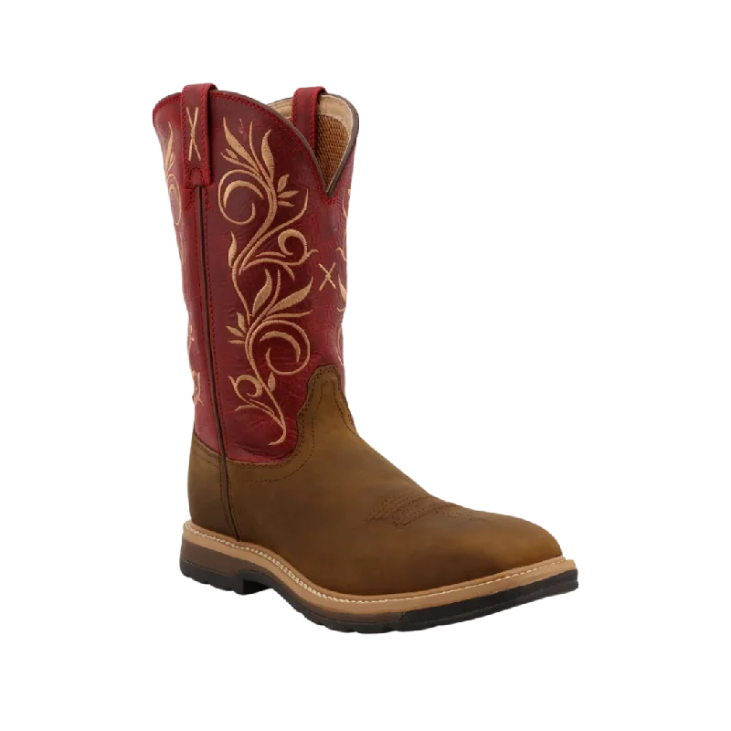 Minimal Classic Twisted X Women's 11 Western Work Distressed Latigo & Red Boots