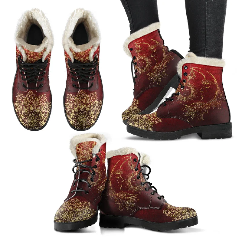Modern Tailoring Red Sun And Moon Boots