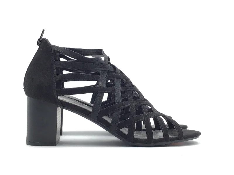 Retro Prints Black Shoes Heels Block Dexflex, Size 12