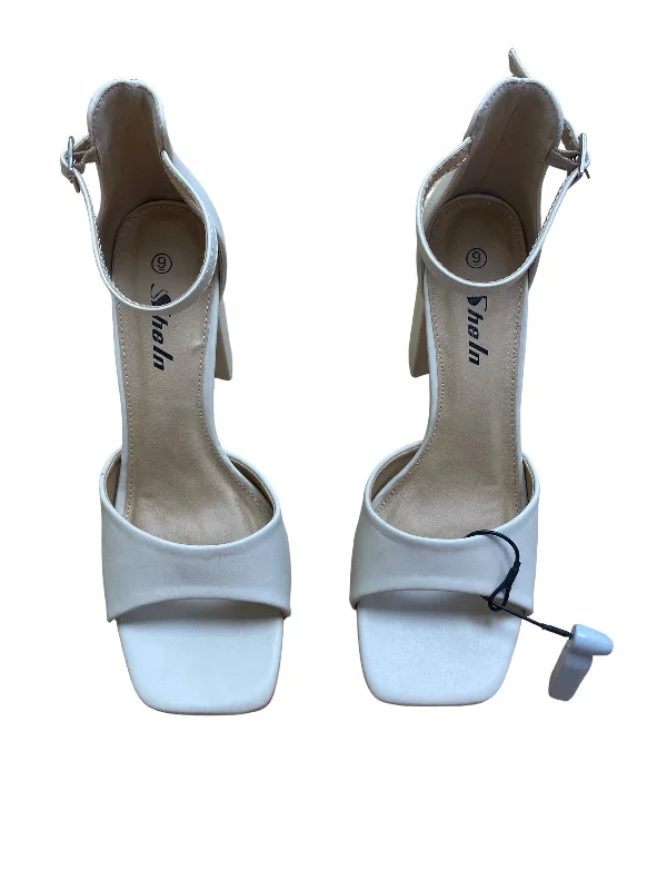New Season Series Cream Shoes Heels Block Shein, Size 9