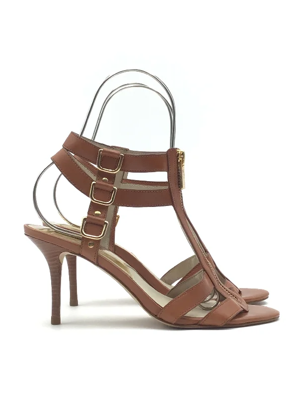 Minimal Style Brown & Gold Shoes Heels Stiletto Michael Kors, Size 7