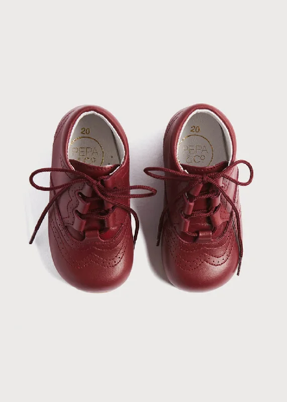 Minimal Classic Oxford Baby Booties in Burgundy (20-26EU)