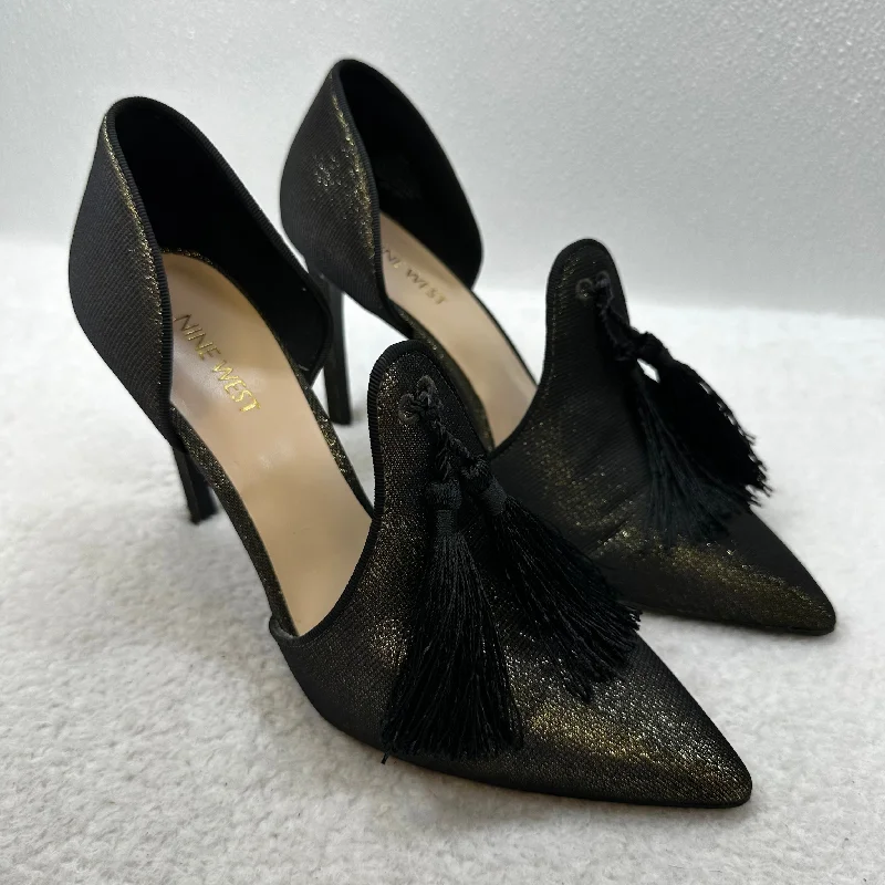 Luxury Fashion Metallic Shoes Heels Stiletto Nine West, Size 8
