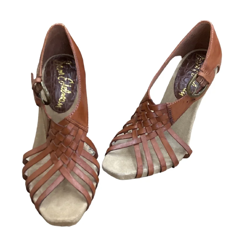 Fashion And Simplicity Brown Shoes Heels Block Sam Edelman, Size 7
