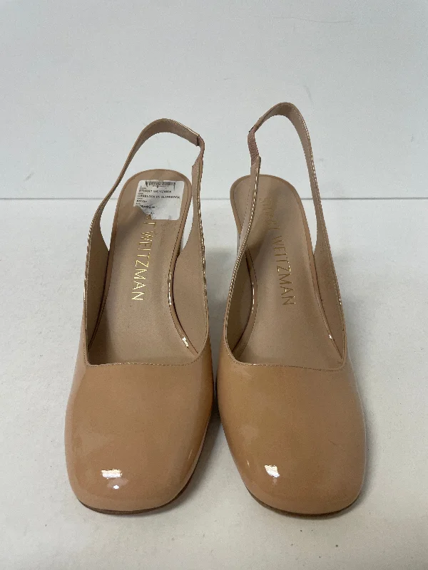 Sweet Breath Tan Shoes Heels Block Stuart Weitzman, Size 8