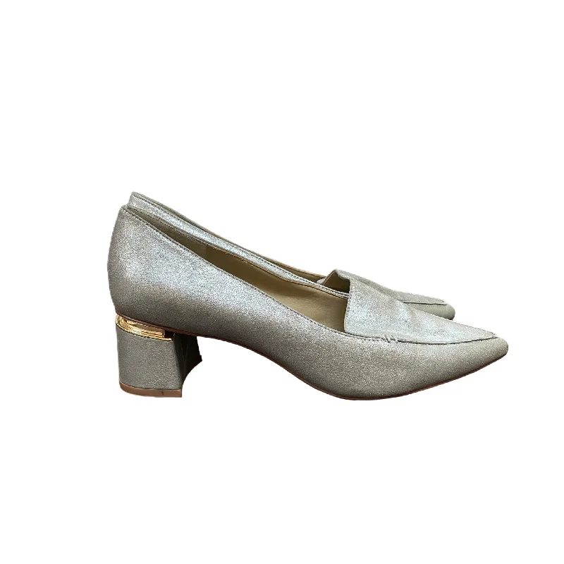 Fashion Innovation Silver Shoes Heels Block By Enzo Angiolini, Size: 8