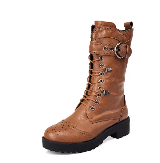 Minimal Style Soft Leather Women Boots Lace Up Round Toe Ankle Boots Shoes Woman
