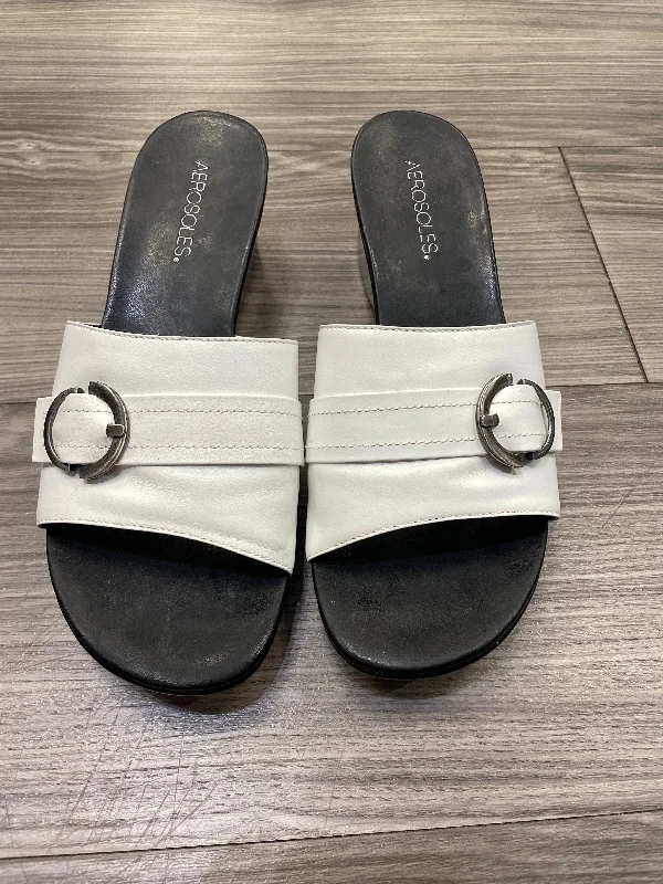 Fashion Must-have Black & White Shoes Heels Block Aerosoles, Size 9