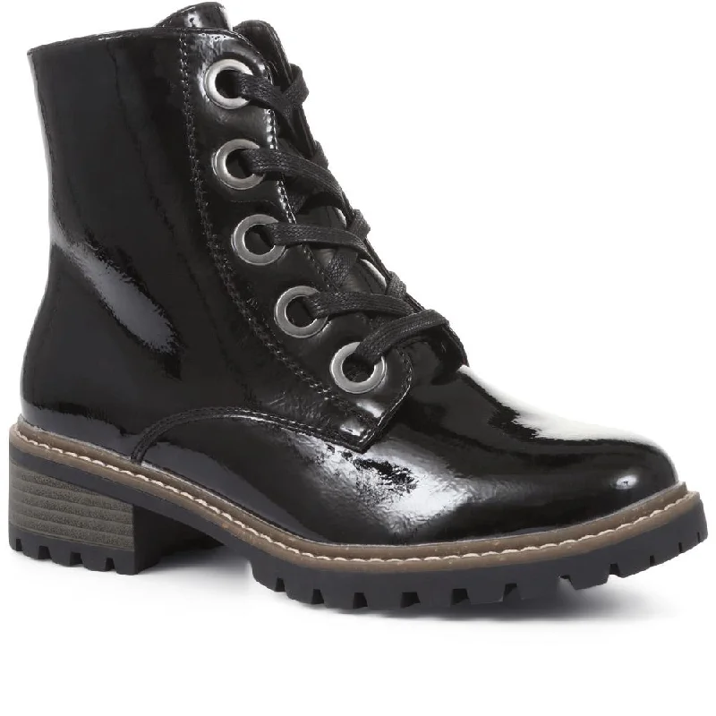Embroidery Design Lace Up Ankle Boots - WBINS34007 / 320 582