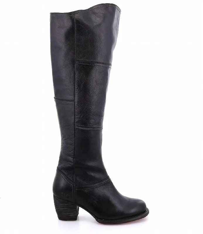 Fashionable In The Times Kennice Over Knee Boot In Black Rustic