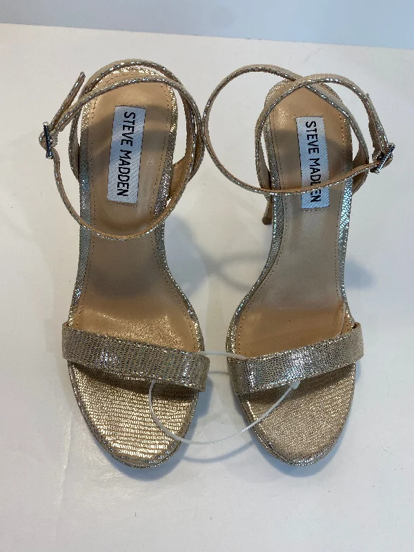 Celebrity Picks Silver Shoes Heels Stiletto Steve Madden, Size 6
