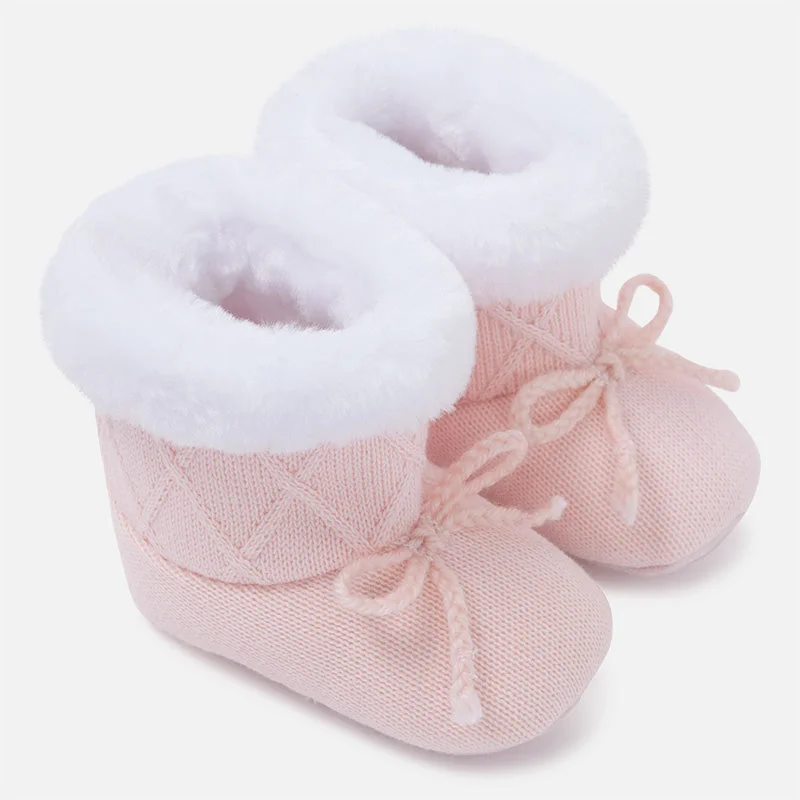 Fashion Classic 9626BR Baby knit pram boots with faux fur