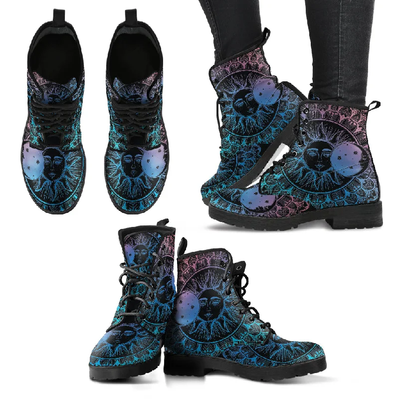 Sweet Breath Mandala Sun Moon Women's Leather Boots