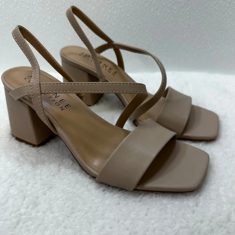 Sweet Breath Nude Shoes Heels Block Cme, Size 6