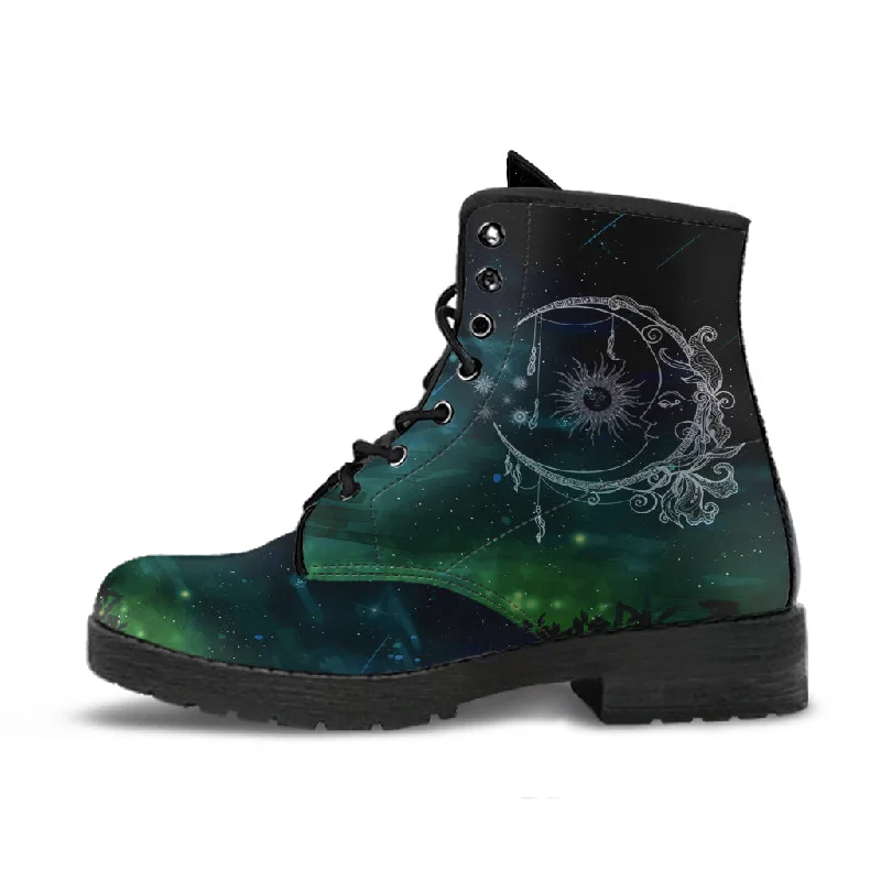 Cute Design Sun and Moon Custom Vegan Leather Boots