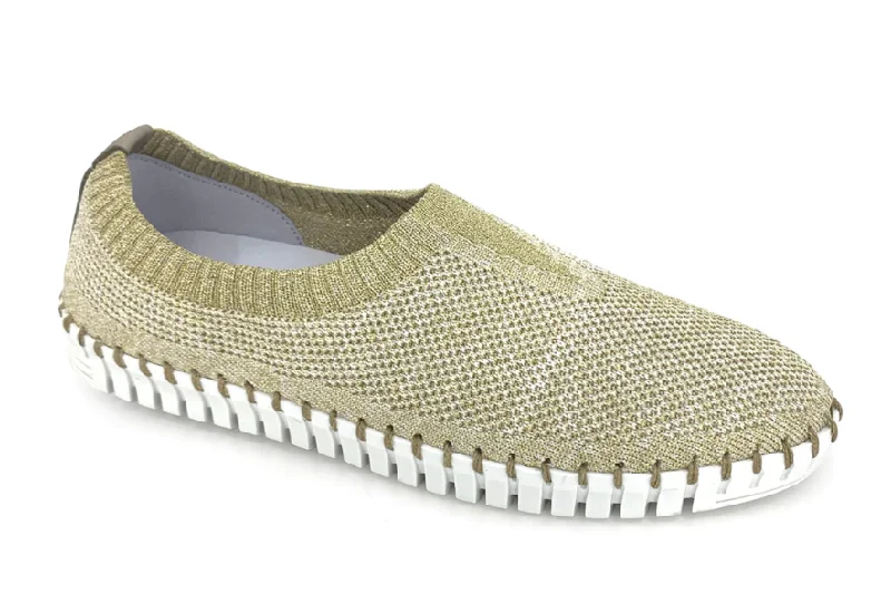 Sports And Leisure Lucy Stretch Sneaker in Gold CLOSEOUTS