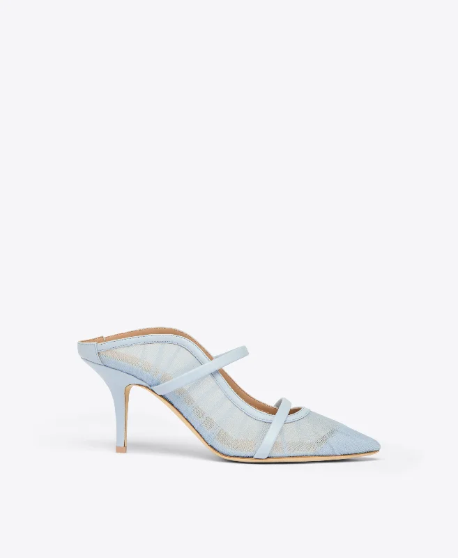 Celebrity Style Maureen 70 Light Blue Tulle Heeled Mules