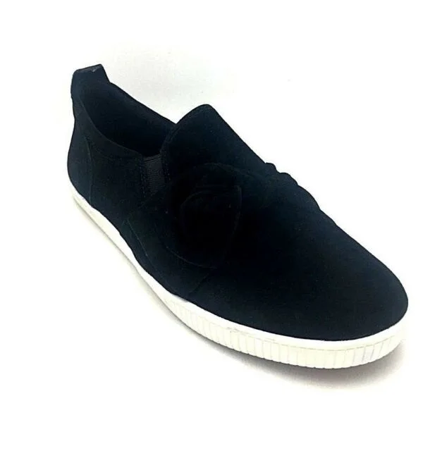 Youthful Vitality Earth Women's Date Suede Leather Slip-On Shoes - Black 602245WSDE