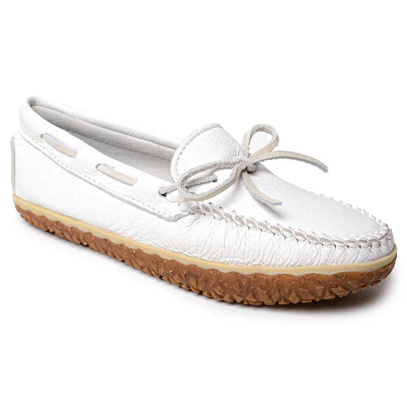 End Of The Year Women's Deerskin Tread Moccasin in White