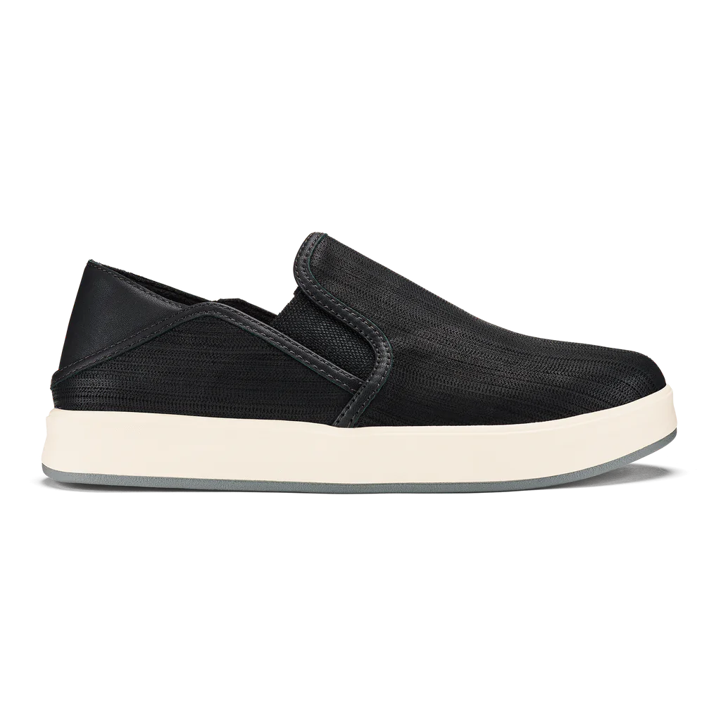 Basic Version Olukai Women's Ki'ihele 'Ili Leather Slip On Shoe - Black/Black 20471-4040