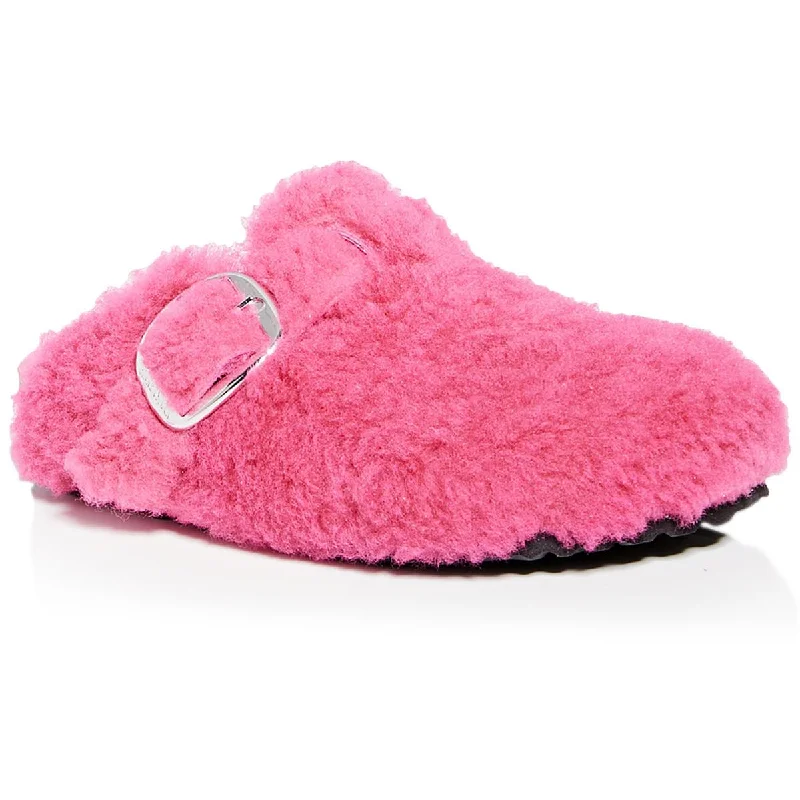 Fashion Pioneer Birkenstock Womens Boston Big Buckle Fuzzy Slip On Mules