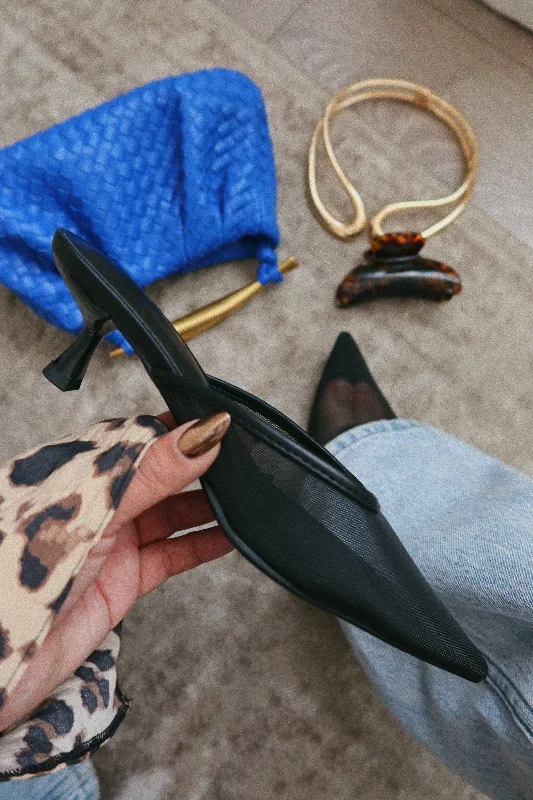 High Street Series Brienne Mid Heel Mule Pumps - Black
