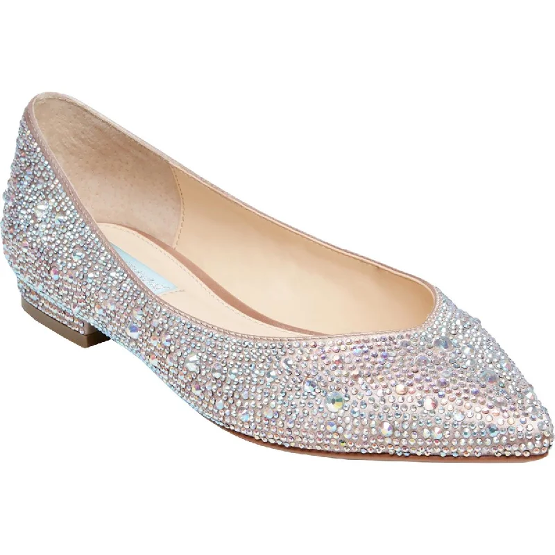 Sports Trend Betsey Johnson Womens Jude Embellished Low Heel Pointed Toe Flats