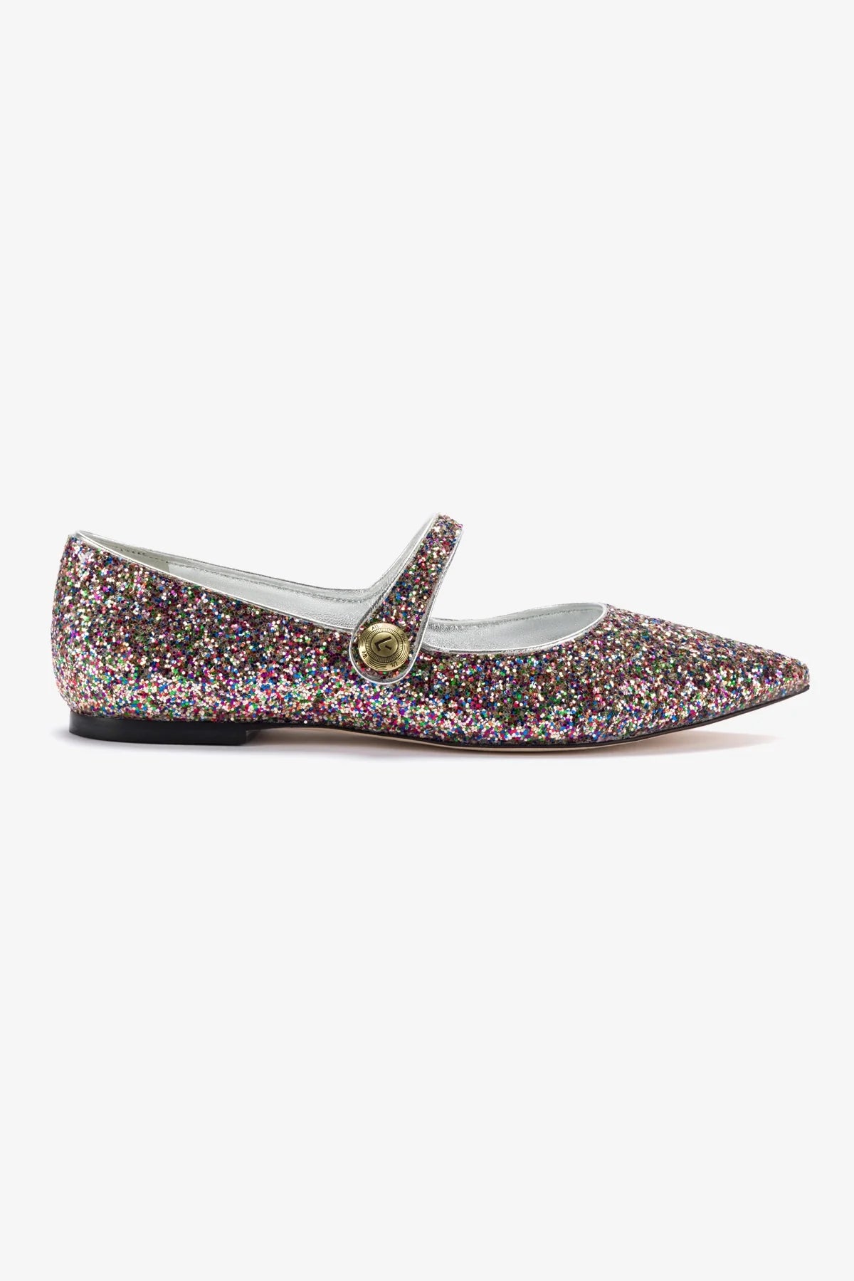 Must-have For Autumn And Winter Caroline Flat In Multimetallic Glitter